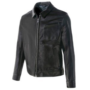70s Unlined Waxy Cowhide Black Leather Delivery Jacket