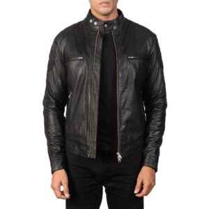 Gatsby Black Leather Biker Jacket