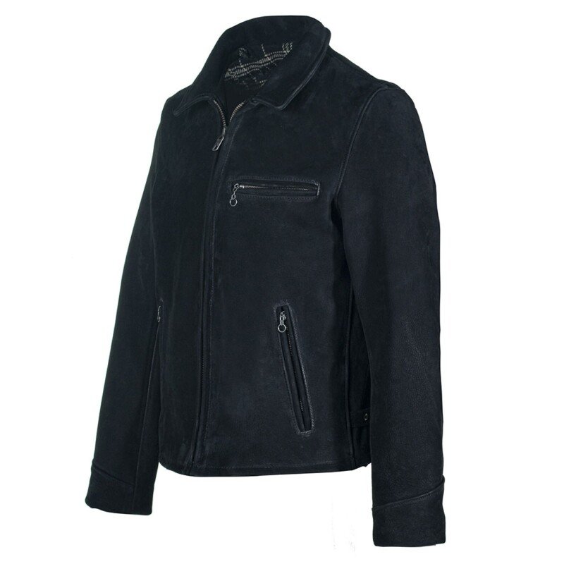 Storm - Heavyweight Oiled Nubuck Black Leather Delivery Jacket