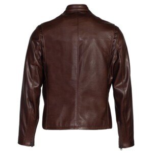 Waxed Natural Pebbled Cowhide Brown Café Leather Jacket
