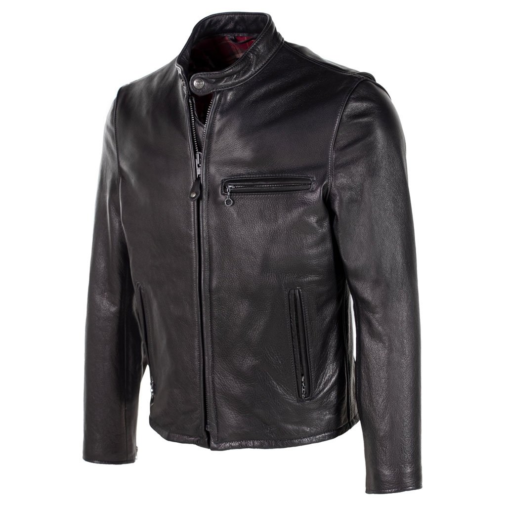 Waxed Natural Pebbled Cowhide Black Café Leather Jacket