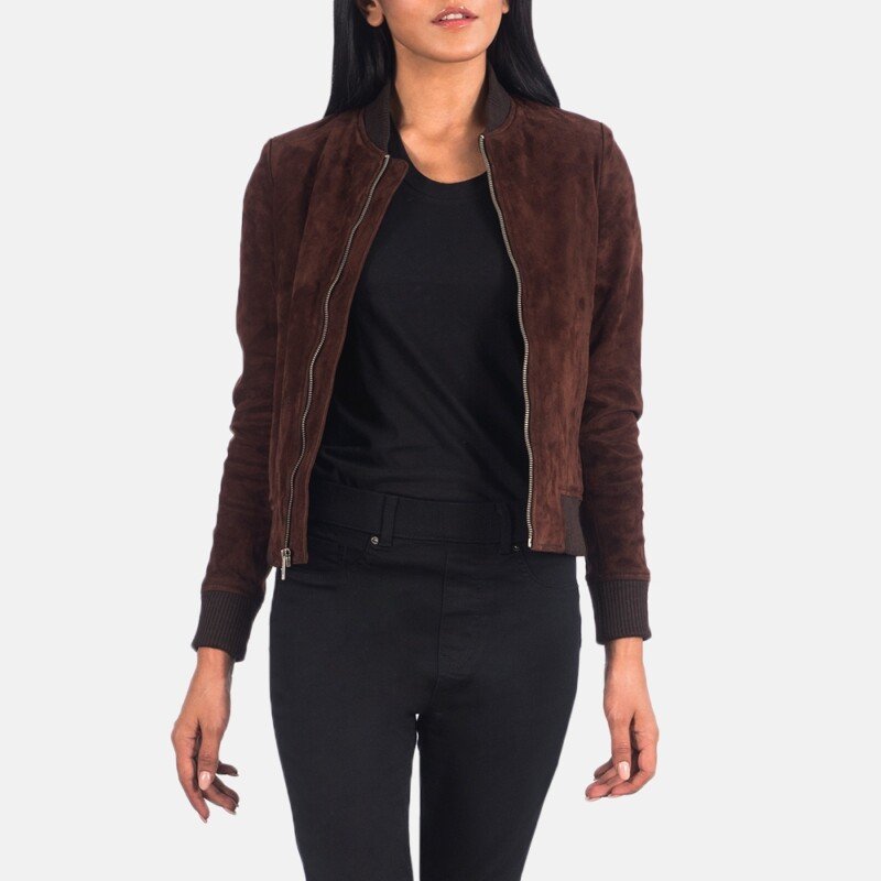 Bliss Brown Suede Bomber Jacket