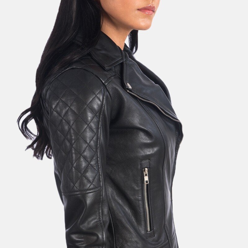 Carolyn Quilted Black Biker Jacket | Core Outfits