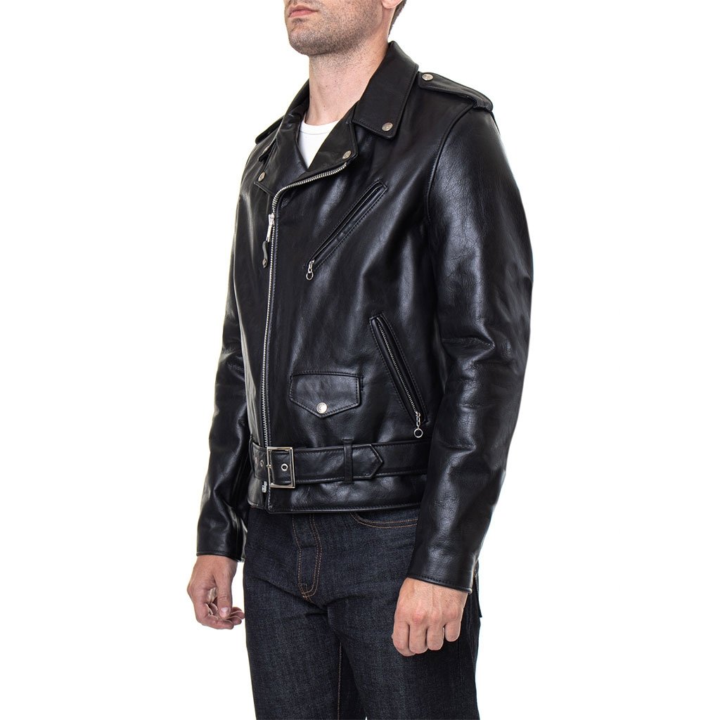 “Lightweight Fitted Cowhide Black Motorcycle Jacket “