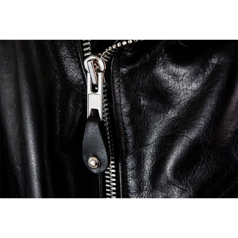 "Lightweight Fitted Cowhide Black Motorcycle Jacket "