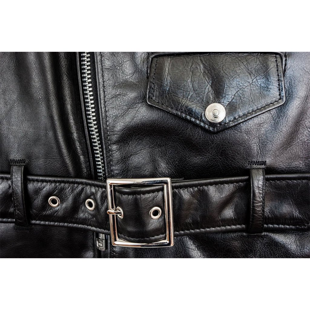 “Lightweight Fitted Cowhide Black Motorcycle Jacket “
