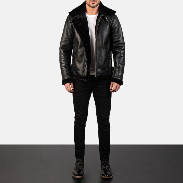 Francis B-3 Black Leather Bomber Jacket | Core Outfits