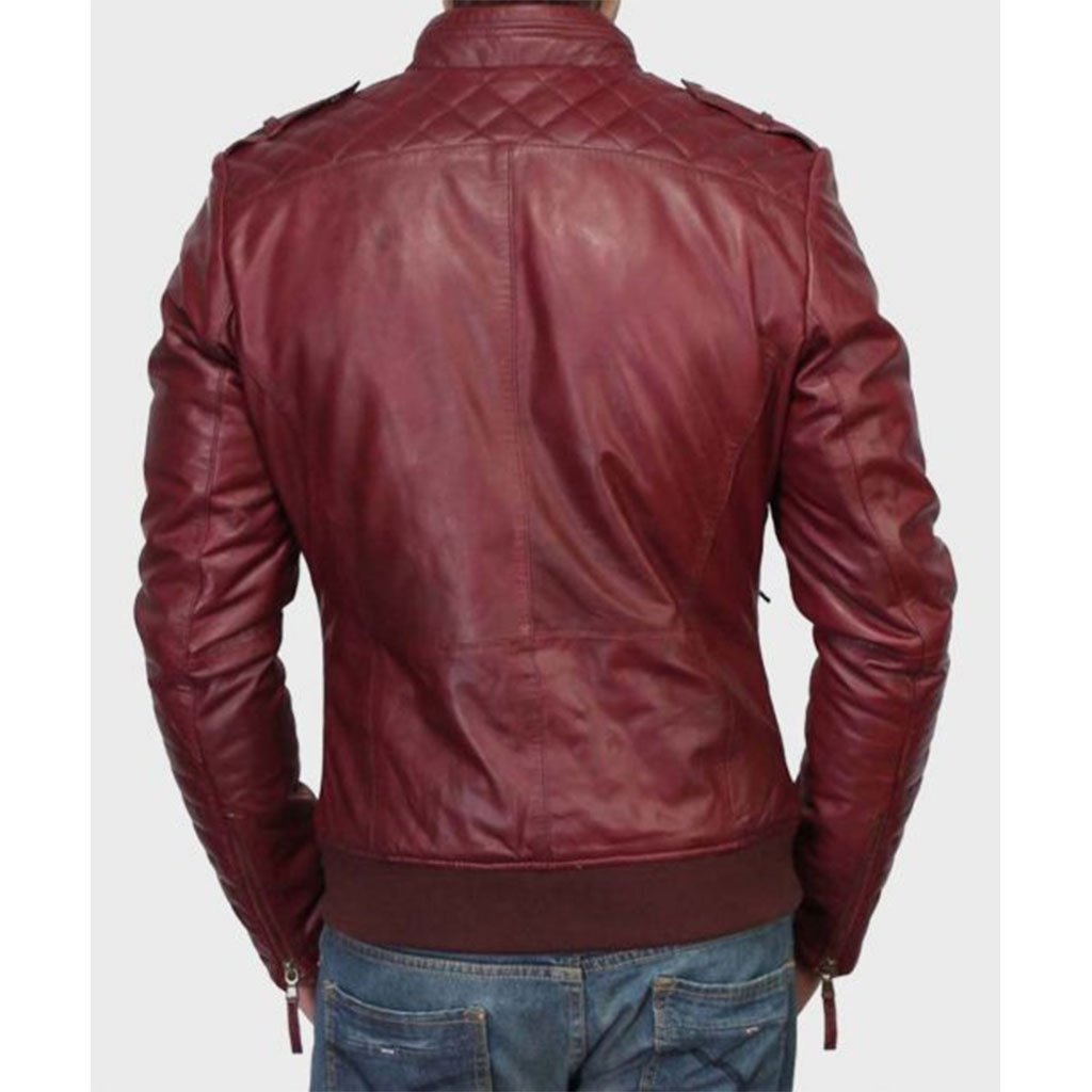 Mens Kevin Burgundy Real Sheepskin Leather Jacket