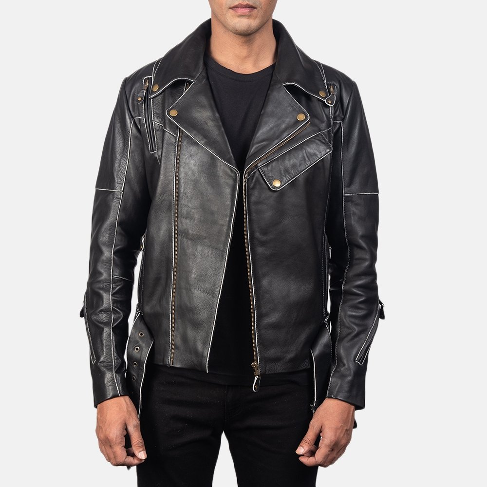 Vincent Black Leather Biker Jacket