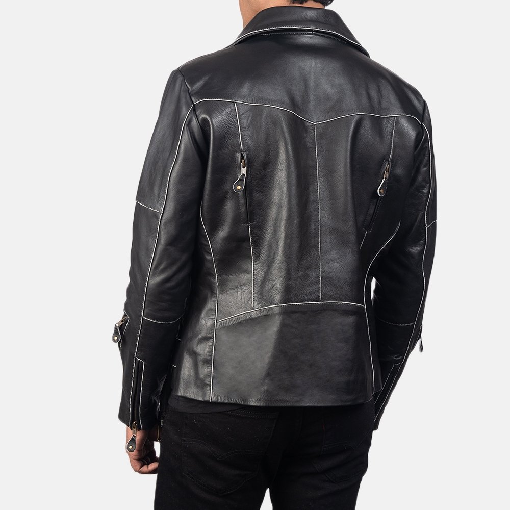 Vincent Black Leather Biker Jacket