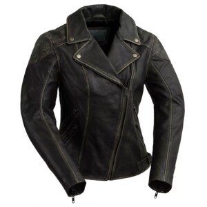 Women's Whet Blu Stephanie Distressed Leather Moto Jacket