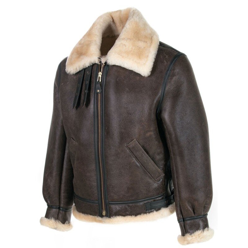 Classic B-3 Sheepskin Brown Leather Bomber Jacket | Core Outfits