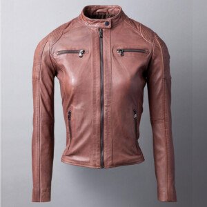 Buttermere Leather Racer Jacket in Bourbon