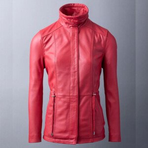 Levens Leather Field Jacket in Red