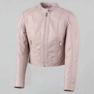 Loweswater II Leather Racer Jacket in Blush Pink