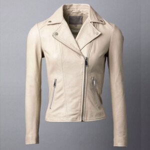 Thirlmere Leather Biker Jacket in Parchment